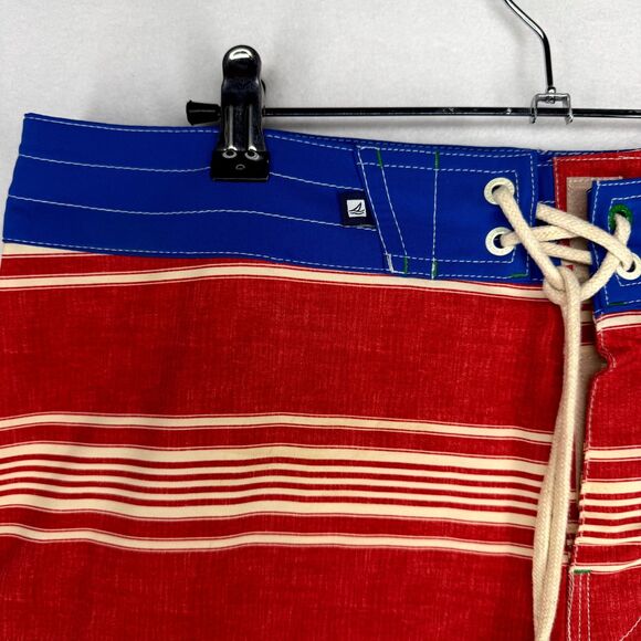 Sperry Top-Sider Red and Blue Striped Swim Board Shorts Mens‎ Size 34 - Picture 6 of 10